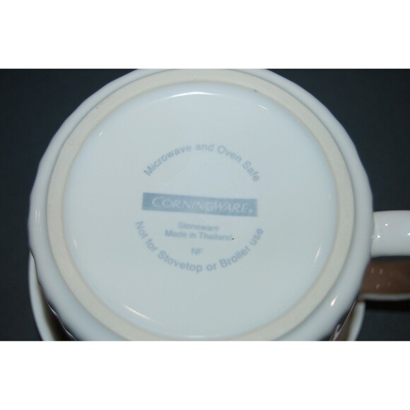 LARGE SOUP MUG FRENCH WHITE CORNINGWARE WITH HANDLE & LID STONEWARE OVEN SAFE - Picture 7 of 8